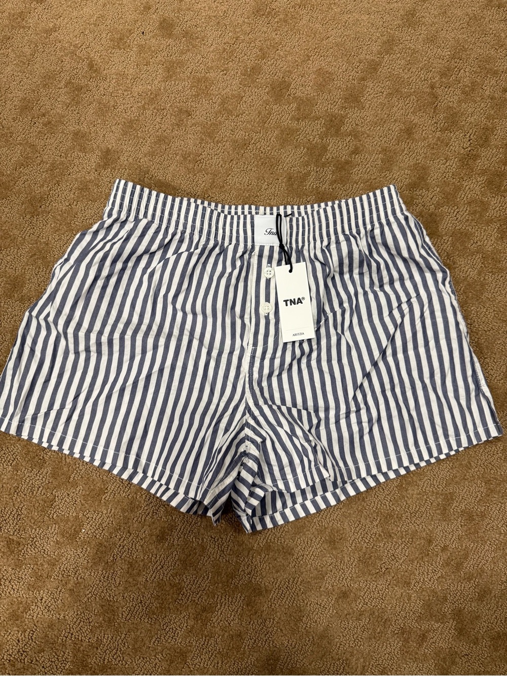 TNA Striped Boxer Shorts in Navy and White